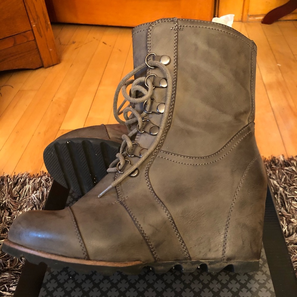 Grey Hidden Wedge Boots